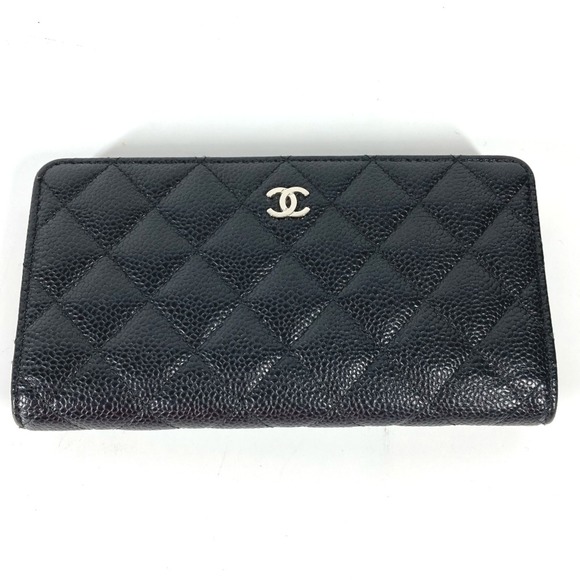 Chanel Long wallet Two fold Long Wallet Black SilverHardware - Picture 1 of 10